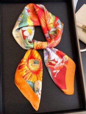 FloralOrange Scarf N1377